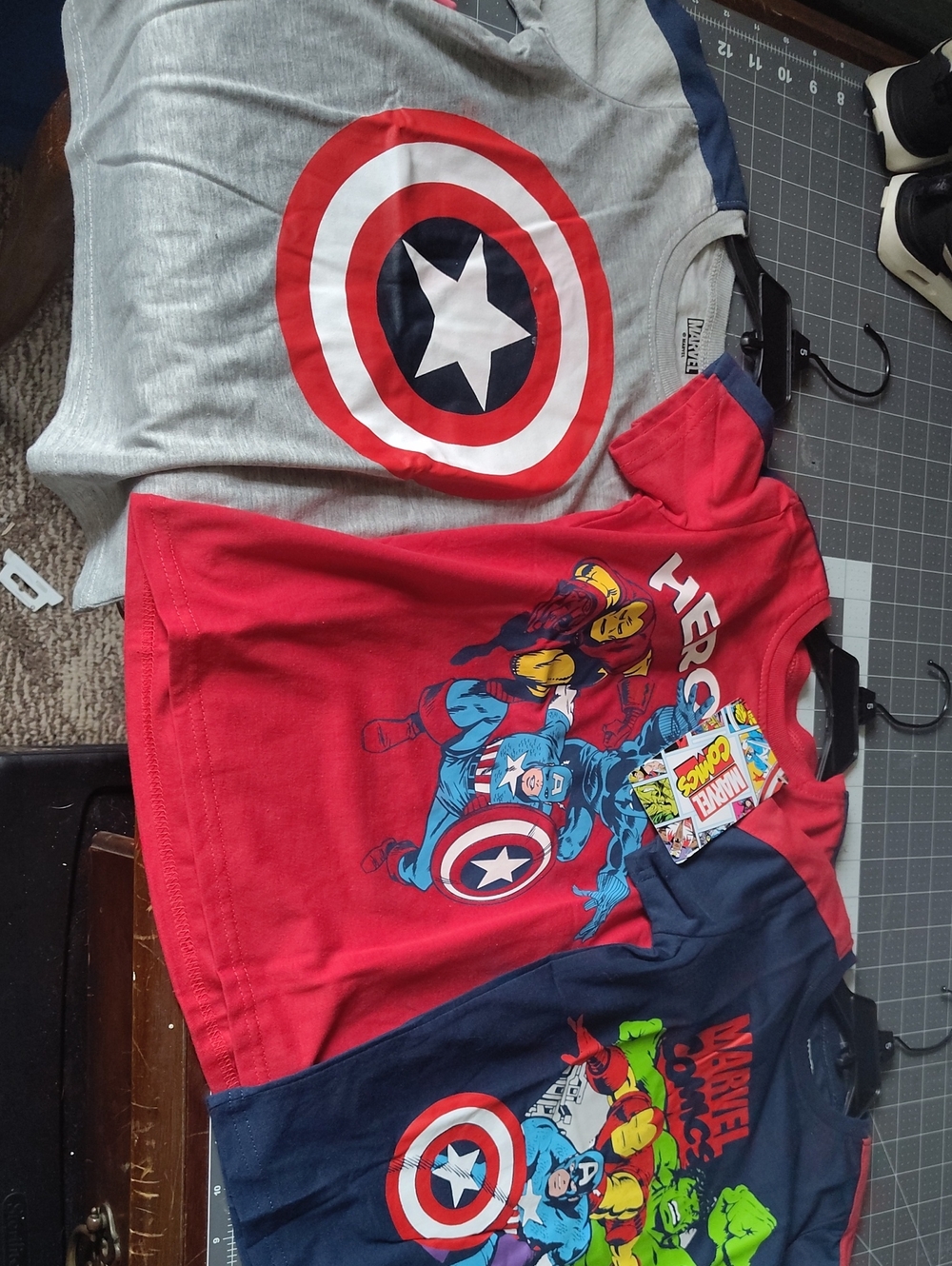 Marvel Kids Captain America Red & Gray Costume Tee.. You Are Getting A Set Of 3